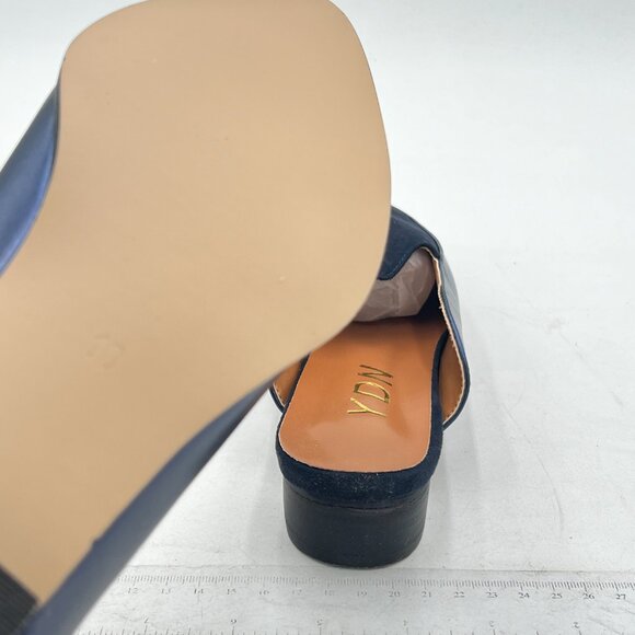 YDN Navy Low Heels Mules Slip On Loafers Pointy Toe Clogs Slide Slipper Shoes - Picture 5 of 7